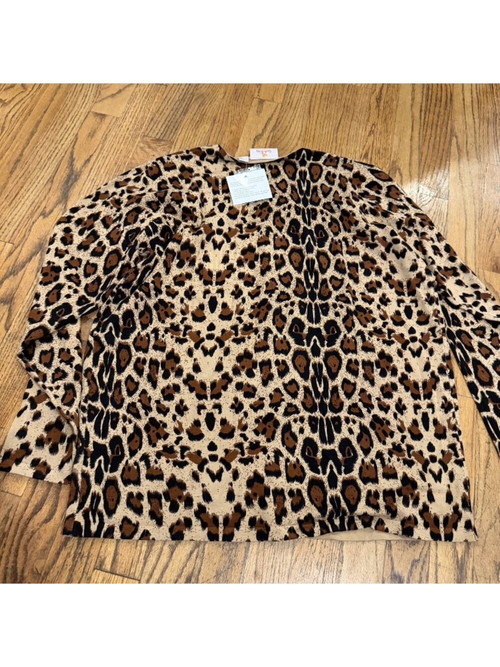 Quacker Factory Womens Leopard Print Cardigan Sweater New Large